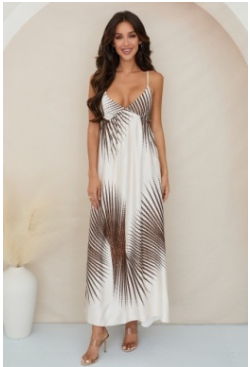 Sunburst Print Maxi Dress