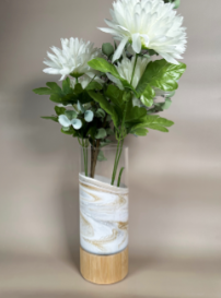 Resin Accented Vase with Bamboo Base