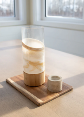 Resin Accented Vase with Bamboo Base
