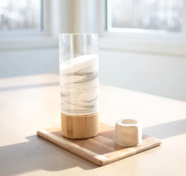 Resin Accented Vase with Bamboo Base