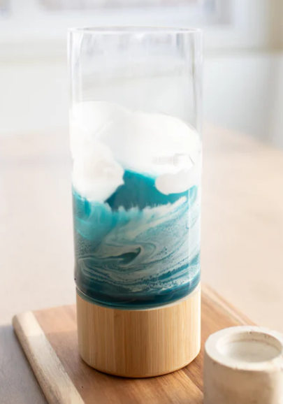 Resin Accented Vase with Bamboo Base