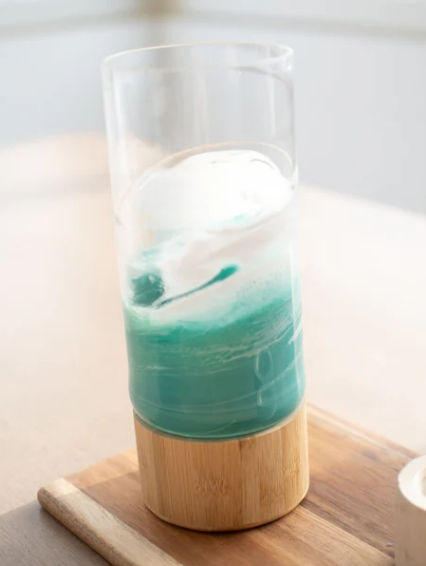 Resin Accented Vase with Bamboo Base