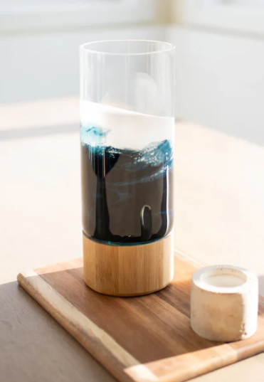 Resin Accented Vase with Bamboo Base