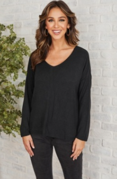 Modal/ Viscose Long Sleeve Mineral Wash Sweater