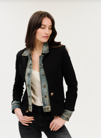 Clarissa Mixed Media Denim Jacket